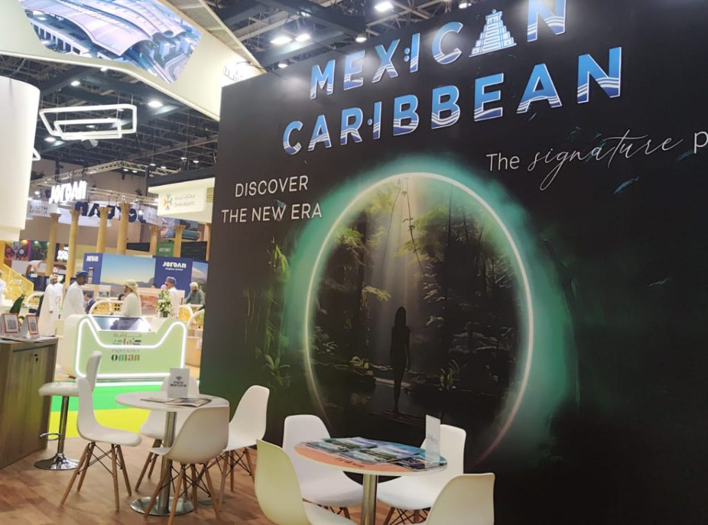 Gracias al esfuerzo conjunto del Consejo de Promoción Turística de Quintana Roo (CPTQ) y el Ayuntamiento Tulum el Caribe Mexicano cuenta con un stand estratégicamente ubicado junto a renombrados destinos y marcas turisticas como Abu Dhabi, Etihad, Baharain, Oman o Jordania.